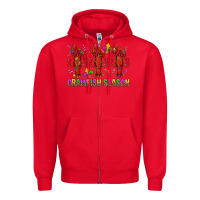 Red Crawfish season mardi gras Zipper Hoodie - BundleAndBundleShop
