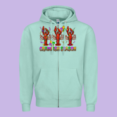 Crawfish Season Mardi Gras Zipper Hoodie Designed By Bundleandbundleshop