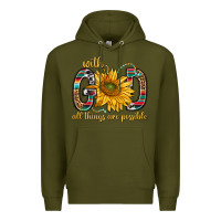 Army Green with god all things are possible with sunflower bbs Premium Hoodie - BundleAndBundleShop