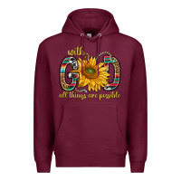 Burgundy with god all things are possible with sunflower bbs Premium Hoodie - BundleAndBundleShop