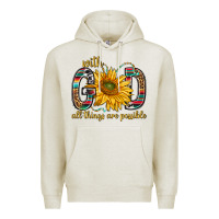 Oatmeal Heather with god all things are possible with sunflower bbs Premium Hoodie - BundleAndBundleShop