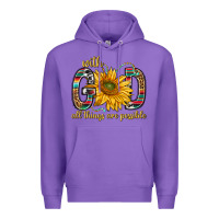 Purple with god all things are possible with sunflower bbs Premium Hoodie - BundleAndBundleShop