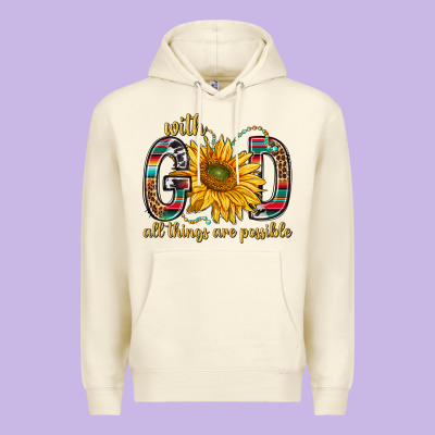 With God All Things Are Possible With Sunflower Bbs Premium Hoodie Designed By Bundleandbundleshop