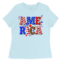 Baby Blue America Ladies Tee - NancyCooperArtShop