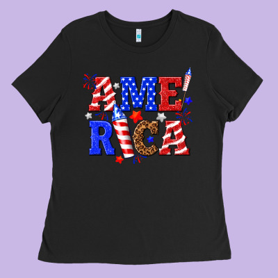 America Ladies Tee Designed By Nancycooperartshop