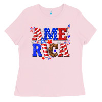 Bubblegum Pink America Ladies Tee - NancyCooperArtShop
