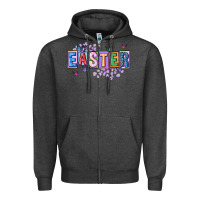 Charcoal Heather easter with leopard Zipper Hoodie - FaDigitalArtStudio