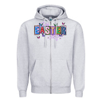 Heather Grey easter with leopard Zipper Hoodie - FaDigitalArtStudio