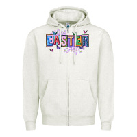 Oatmeal Heather easter with leopard Zipper Hoodie - FaDigitalArtStudio