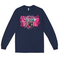 Navy In October we wear pink Cancer Awareness Long Sleeve Tee - HowdyJamesFarm