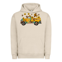 Pigment French Oak western bee gnomes truck sunflowers honeycomb beehive honey turquoise Urban Hoodie - Artiststas