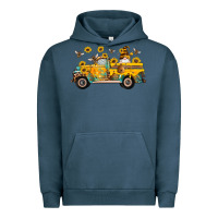 Pigment Midnight Navy western bee gnomes truck sunflowers honeycomb beehive honey turquoise Urban Hoodie - Artiststas