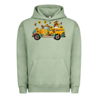 Pigment Oil Green western bee gnomes truck sunflowers honeycomb beehive honey turquoise Urban Hoodie - Artiststas