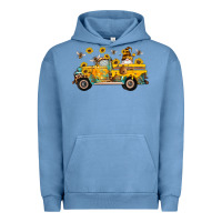 Pigment Pebble Blue western bee gnomes truck sunflowers honeycomb beehive honey turquoise Urban Hoodie - Artiststas