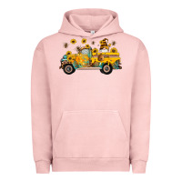 Pigment Salmon western bee gnomes truck sunflowers honeycomb beehive honey turquoise Urban Hoodie - Artiststas