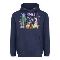 Navy Small Town Easter Day Heavyweight Hoodie - CowhideDigitalArt