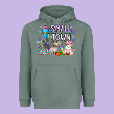 Small Town Easter Day Heavyweight Hoodie Designed By Cowhidedigitalart