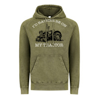Vintage Olive I'D Rather Be On My Tractor Vintage Hoodie - Bettercallsaul