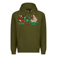 Army Green peace love christmas cakes bbs Premium Hoodie - BundleAndBundleShop