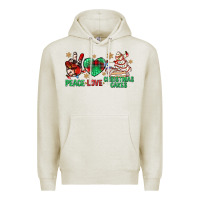 Oatmeal Heather peace love christmas cakes bbs Premium Hoodie - BundleAndBundleShop