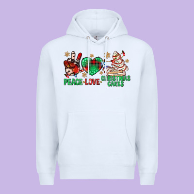 Peace Love Christmas Cakes Bbs Premium Hoodie Designed By Bundleandbundleshop
