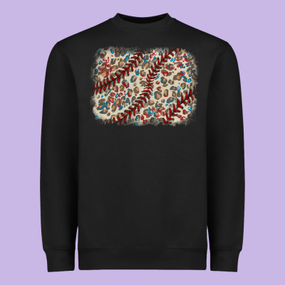 Baseball Leopard Glitter Background Heavyweight Sweatshirt Designed By Howdyjamesfarm