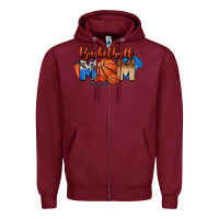 Burgundy basketball mom Zipper Hoodie - FaDigitalArtStudio