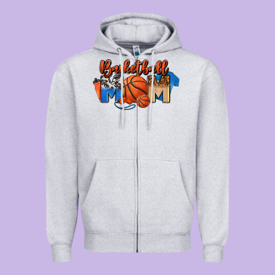 Basketball Mom Zipper Hoodie Designed By Fadigitalartstudio
