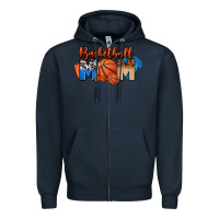 Navy basketball mom Zipper Hoodie - FaDigitalArtStudio