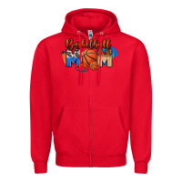 Red basketball mom Zipper Hoodie - FaDigitalArtStudio