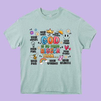 God Is So Much Bigger Than... Heavy Core Tee Designed By Maliassmallbusiness