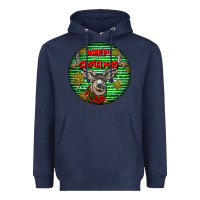 Navy mule buck deer head christmas Heavyweight Hoodie - LillyAllenDesigns