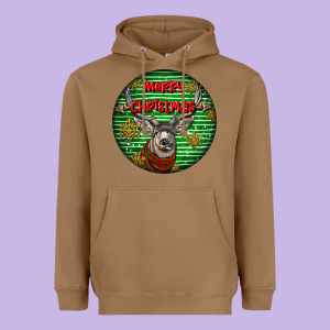 Mule Buck Deer Head Christmas Heavyweight Hoodie Designed By Lillyallendesigns