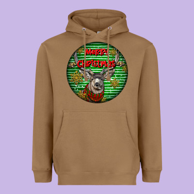 Mule Buck Deer Head Christmas Heavyweight Hoodie Designed By Lillyallendesigns