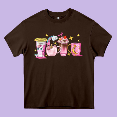 Unicorn Coffee Cups Heavy Core Tee Designed By Nancycooperartshop