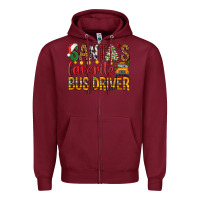 Burgundy Santa's Favorite Bus Driver Zipper Hoodie - BundleAndBundleShop