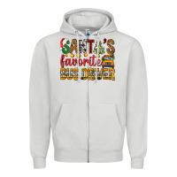 Dove Grey Santa's Favorite Bus Driver Zipper Hoodie - BundleAndBundleShop