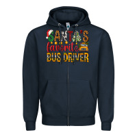 Navy Santa's Favorite Bus Driver Zipper Hoodie - BundleAndBundleShop