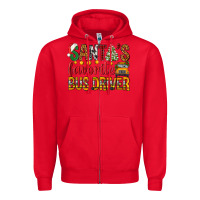 Red Santa's Favorite Bus Driver Zipper Hoodie - BundleAndBundleShop