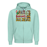 Seafoam Santa's Favorite Bus Driver Zipper Hoodie - BundleAndBundleShop