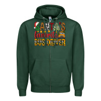 Sports Green Santa's Favorite Bus Driver Zipper Hoodie - BundleAndBundleShop