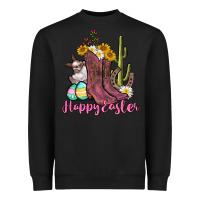 Black Happy Easter western Easter Day Heavyweight Sweatshirt - CowGirlArtShop