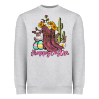 Heather Grey Happy Easter western Easter Day Heavyweight Sweatshirt - CowGirlArtShop