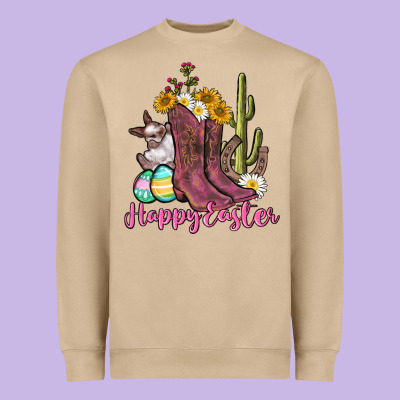 Happy Easter Western Easter Day Heavyweight Sweatshirt Designed By Cowgirlartshop