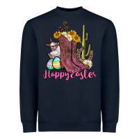 Navy Happy Easter western Easter Day Heavyweight Sweatshirt - CowGirlArtShop