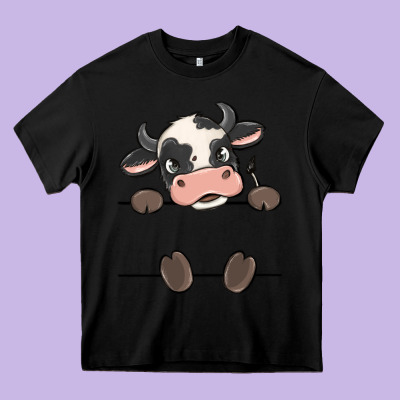 Custom Cow Heavy Core Tee Designed By Maliassmallbusiness