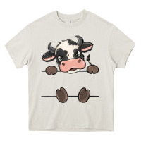 Cream custom cow Heavy Core Tee - MaliasSmallBusiness