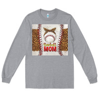 Heather Grey baseball mom with leopard tumbler tbs Long Sleeve Tee - TumblerDesignByShophia