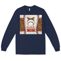 Navy baseball mom with leopard tumbler tbs Long Sleeve Tee - TumblerDesignByShophia