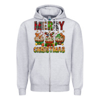 Heather Grey merry christmas with cupcake bbs Zipper Hoodie - BundleAndBundleShop